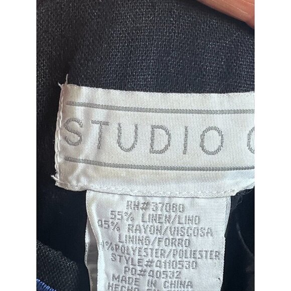 Retro Floral Linen Tank Dress 14 Black Cottagecore Embroidery Boho Old Money 90s - Picture 2 of 13